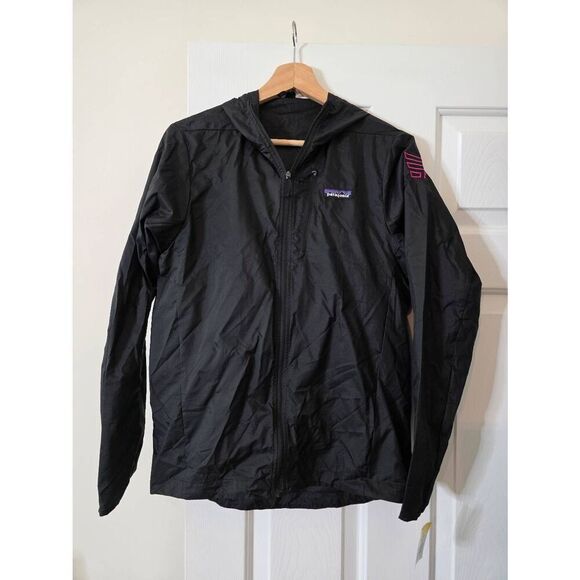 Patagonia Light Weight Windbreaker Black Jacket with customized logo XS - Picture 1 of 8